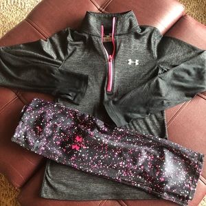 Under Armour girls set zip-up and capri leggings